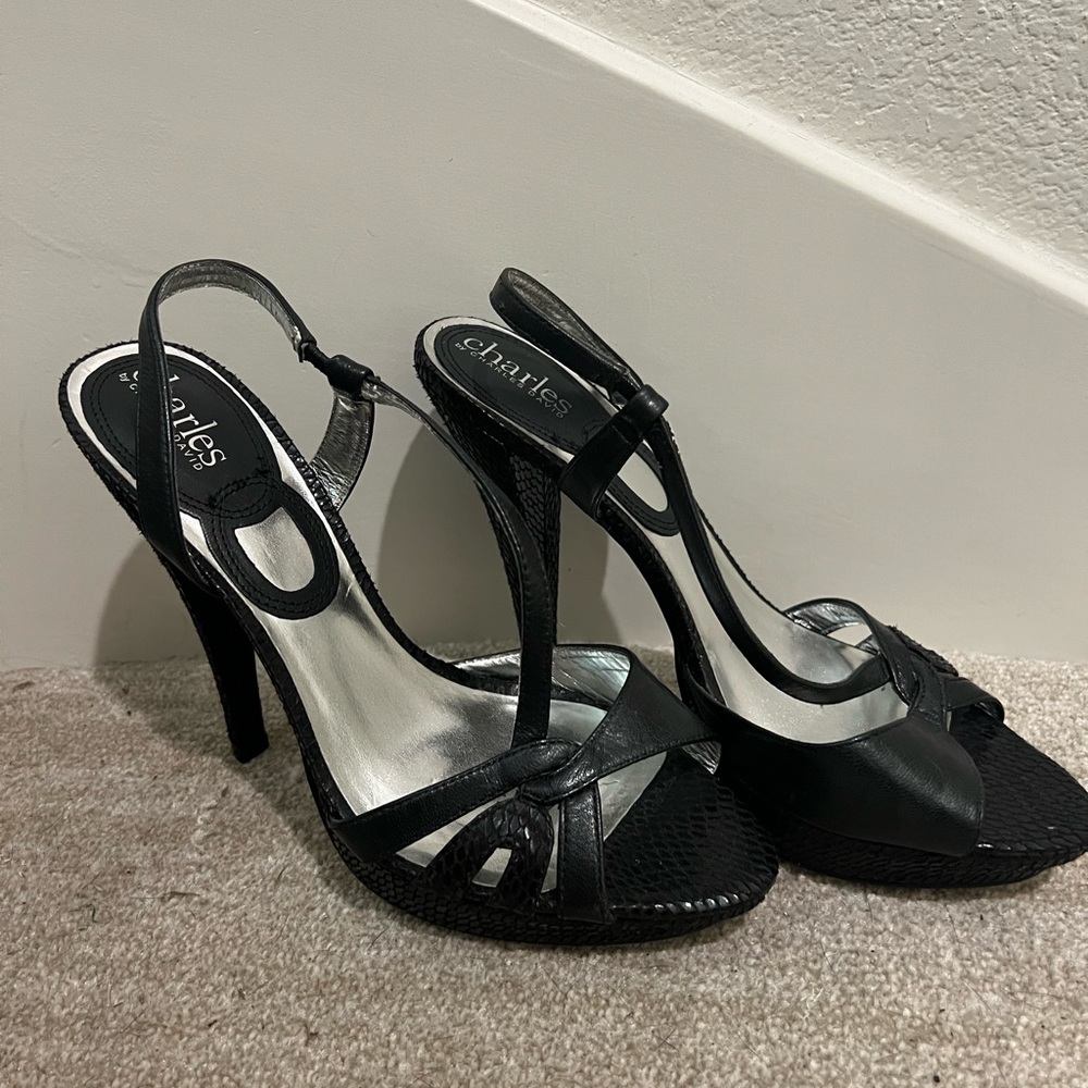 Charles by Charles David Black Strappy Heels Sz 8